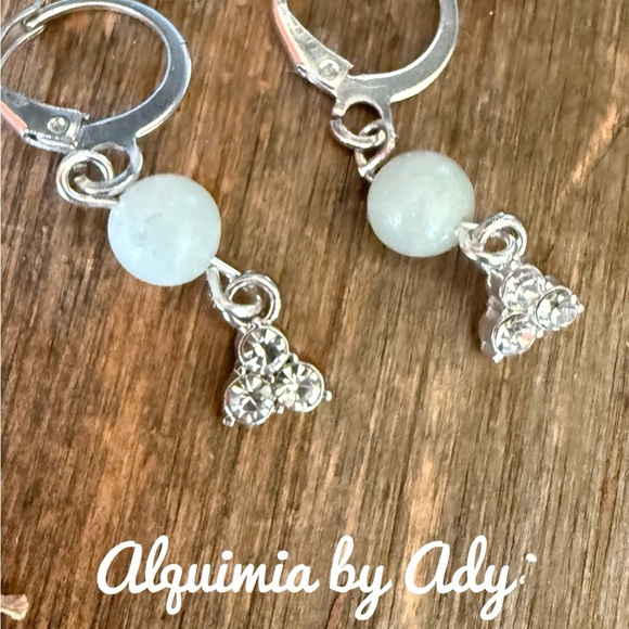 Alquimia Silver and amazonite Dangle Earrings with Sparkling Charm - Picture 1 of 1